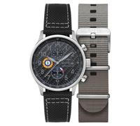 AVI-8 Hawker Hurricane Herren-Chronograph, 43,5 mm, mit Lederband, AV-4011, schwarz (karbonfaser-Design)