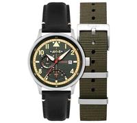 AVI-8 Hawker Hurricane Mckellar Herrenuhr mit Lederarmband, 44 mm, AV-4101, Gothic-Grün, Mckellar Dual Time