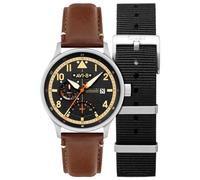 AVI-8 Hawker Hurricane Mckellar Herrenuhr mit Lederarmband, 44 mm, AV-4101, Metropolis Black, Mckellar Dual Time