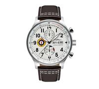 AVI-8 Herren 42mm Hawker Hurricane Classic Chronograph Classic White Japanische Quarz-Fliegeruhr mit Lederarmband AV-4011-01