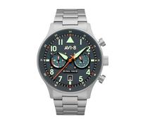 AVI-8 Herren 43.5mm Hawker Hurricane Carey Dual Time Gutersloh Japanische Quarz Fliegeruhr mit Edelstahlarmband AV-4088-22