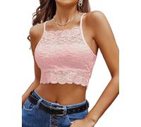 Avidlove Damen Sexy Top Spitze Crop Corsage Oberteil Ohne Bügel BH Bauchfrei Unterhemd Frauen Bustier Rosa XXL