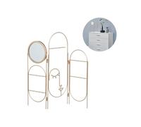 Avilia Faltbare Schmuckschatulle mit Spiegel für Zimmer - Organizer für Schmuck und Accessoires mit Spiegel, aus Kupfer, 39 x 1 x 40,5 cm, Gold