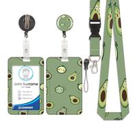 Avocado-Smiley-Kartenhalter, ID-Badge, abnehmbares Schlüsselband mit einziehbarem Clip, verwendbar für Schlüsselanhänger, Visitenkarten, Türkarten, ID-Karten