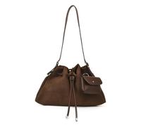 AVZYARDY Damen-Schultertasche aus PU-Leder, verstellbarer Riemen, einfarbig | Einfarbige PU-Schultertasche mit verstellbarem Riemen, Beuteltasche mit Kordelzug, geräumige Taschen, vielseitiger Stil