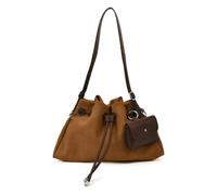 AVZYARDY Damen-Schultertasche aus PU-Leder, verstellbarer Riemen, einfarbig | Einfarbige PU-Schultertasche mit verstellbarem Riemen, Beuteltasche mit Kordelzug, geräumige Taschen, vielseitiger Stil
