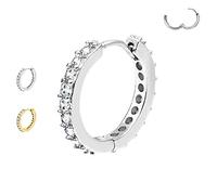 AWAKEN AWA Piercing Ohrringe Clicker Kreis Ring mit hellen Kristallen/Septum/Helix in Chirurgenstahl 316L