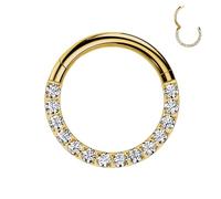 AWAKEN AWA Piercing Ohrringe Clicker Kreis Ring mit hellen Kristallen/Septum/Helix in Chirurgenstahl 316L