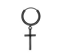 AWAKEN Ohrringe Mann Frau Kreis Cross Feather Wing Guitar Star Chirurgenstahl 316L Unisex 10 mm (Kreuz-Schwarz)