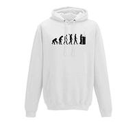 AWD / Just Hoods Hoodie Evolution Imker Bienen Züchter Honig Imkerei 10 Farben Herren XS-5XL Biene Imkermeister Bienenstock Bienenvolk Zeidler, Größe:M, Farbe:Weiss - Logo schwarz