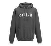 AWD / Just Hoods Hoodie Evolution Imker Bienen Züchter Honig Imkerei 10 Farben Herren XS-5XL Biene Imkermeister Bienenstock Bienenvolk Zeidler, Größe:3XL, Farbe:dunkelgrau - Logo Weiss