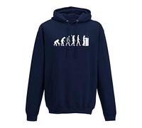 AWD / Just Hoods Hoodie Evolution Imker Bienen Züchter Honig Imkerei 10 Farben Herren XS-5XL Biene Imkermeister Bienenstock Bienenvolk Zeidler, Größe:L, Farbe:Navy - Logo Weiss