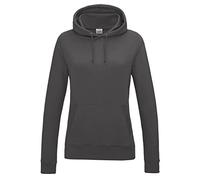 JH001F Just Hoods Damen Kapuzenpullover mit doppellagiger Kapuze Charcoal (Heather) XL