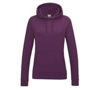 JH001F Just Hoods Damen Kapuzenpullover mit doppellagiger Kapuze Plum XS