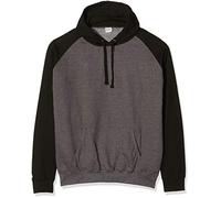 AWDis Herren Baseball Hoodie Kapuzenpullover, Mehrfarbig (Charcoal/Jet Black), L