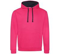 JH003 Just Hoods Varsity Kapuzenpullover mit doppellagiger Kapuze mit kontrastfarbener Innenseite Hot Pink M