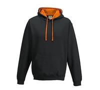 AWDis Herren Varsity Hoodie Kapuzenpullover, Mehrfarbig (Jet Black/Orange Crush), XL