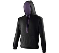 JH003 Just Hoods Varsity Kapuzenpullover mit doppellagiger Kapuze mit kontrastfarbener Innenseite Jet Black XXL