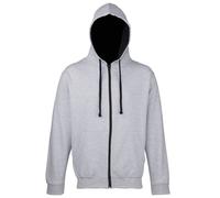 AWDis Herren Varsity Zoodie Kapuzenpullover, Mehrfarbig (Heather Grey/French Navy), Medium