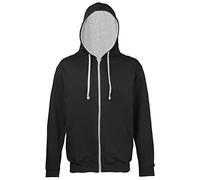 JH053 Just Hoods Kapuzenjacke mit kontrastfarbenem Kunststoff-Reißverschluss Jet Black XXL