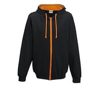 AWDis Herren Varsity Zoodie Kapuzenpullover, Mehrfarbig (Jet Black/Orange Crush), X-Large
