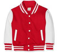 AWDis Jungen Jacke Kids Varsity regular Jacke , mehrfarbig (Fire Red/White), Small