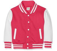 Just Hoods by AWDIS Jungen Varsity-Jacke JH043J – Hot Pink/Weiß – Größe S (5/6)