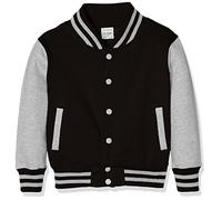 AWDis Jungen Jacke Kids Varsity regular Jacke , mehrfarbig (Jet Black/Heather Grey), Medium