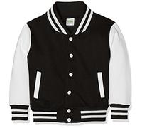 JUST HOODS KIDS VARSITY JACKET 7/8 - M JET BLACK/WHITE