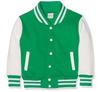 JH043K Just Hoods Kinder Jacke Baseball-Jacke mit kontrastfarbenen Ärmeln VARSITY-Jacke Kelly Green 7/8 (M)