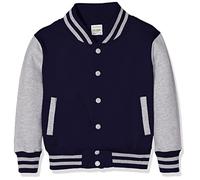 AWDis Jungen Jacke Kids Varsity regular Jacke , mehrfarbig (Oxford Navy/Heather Grey), X-Large
