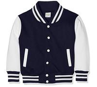 Just Hoods by AWDIS Kinderjacke Varsity JH043K 7/8 mit kontrastfarbenen Ärmeln Oxford Navy/White M