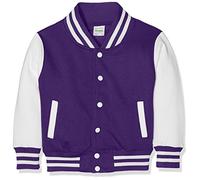 Just Hoods by AWDIS Kinder-Varsity-Jacke JH043K mit kontrastfarbenen Ärmeln Purple 7/8 (M)