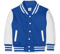 JH043K Just Hoods Kinder Jacke Baseball-Jacke mit kontrastfarbenen Ärmeln VARSITY-Jacke Royal Blue 5/6 (S)