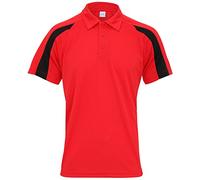 AWDis Just Cool Herren Kurzarm Polo Shirt mit Kontrast Panel (Medium) (Feuerrot/Jet Schwarz)