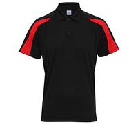 AWDis Just Cool Herren Kurzarm Polo Shirt mit Kontrast Panel (Medium) (Jet Schwarz/Feuerrot)