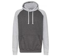 AWDis Just Hoods JH009 Unisex Baseball Kapuzenpullover - Holzkohle/Heidegrau - 2XL