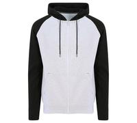 Just Hoods Herren Baseball Zoodie Sweatjacke JH063 heather grey/jet black XL