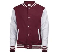 Awdis Kinder Unisex Jacke Varsity (9-11 Jahre) (Burgunder/Heather Grau)