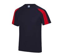 AWDis Unisex Kontrastierendes Cooles T-Shirt, French Navy/Fire Red, M