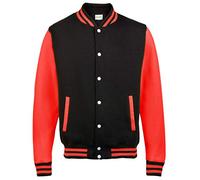 AWDis Varsity Jacke für Herren, kohlrabenschwarz/feuerrot, Large