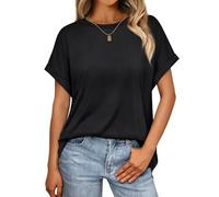 Awemeal T-Shirt Damen Basic Kurzarm Rundhals Oberteil Bluse Sommer Oversize Tshirt Blusenshirt Einfarbig Locker Tee Shirts Top Casual Urlaub Sport Trendige Modekleidung (XL, Schwarz)