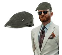 AWOCAN Herren Newsboy Cap Baumwolle Flat Cap Baskenmütze Sommer Ivy Gatsby Driving Hat Verstellbar Atmungsaktiv Schirmmütze, Stil 2, Armeegrün, 4