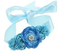 AWOCAN Mutterschaft Schwangerschaft Blume Schärpe Gürtel Frauen Braut Hochzeitskleid Strass Schärpe Mutterschaft Schärpe Gürtel für Dusche Partei Geschlecht Reveal Hochzeit Brautkleid (blau)