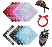 Awumbuk Bandana Damen & Herren 12 Stück - Atmungsaktives Dreieckstuch Kopftuch, Halstuch Motorrad und Paisley Tuch - Vielseitig für Western-Party, Cowboy-Outfit und Sommer Sport (55 x 55 cm)