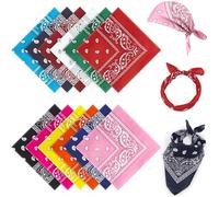 Awumbuk Bandana Damen & Herren 12 Stück - Atmungsaktives Dreieckstuch Kopftuch, Halstuch Motorrad und Paisley Tuch - Vielseitig für Western-Party, Cowboy-Outfit und Sommer Sport (55 x 55 cm)