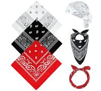 Awumbuk Bandana Herren Damen, 3 Stück Kopftuch Halstuch Paisley Muster Bandanas Headwear Haar Schal, Piraten Kopftuch, Kopf Biker (Rot Weiß Schwarz, 55 x 55 cm)