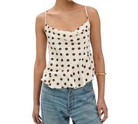 Awwertse Damen-Tanktop Aus Satin mit Polka-Dots, Wasserfallausschnitt und Bindeband im Rücken, Ärmellos Aprikosenfarbe L