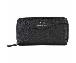 AX ARMANI EXCHANGE Damen Geldbörse - Wave Zip Around, Logo, 10,5x18,5x2,5cm (HxBxT) Schwarz