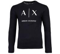 AX ARMANI EXCHANGE Herren Langarmshirt - Longsleeve, Rundhals, Logo, Baumwolle Dunkelblau L
